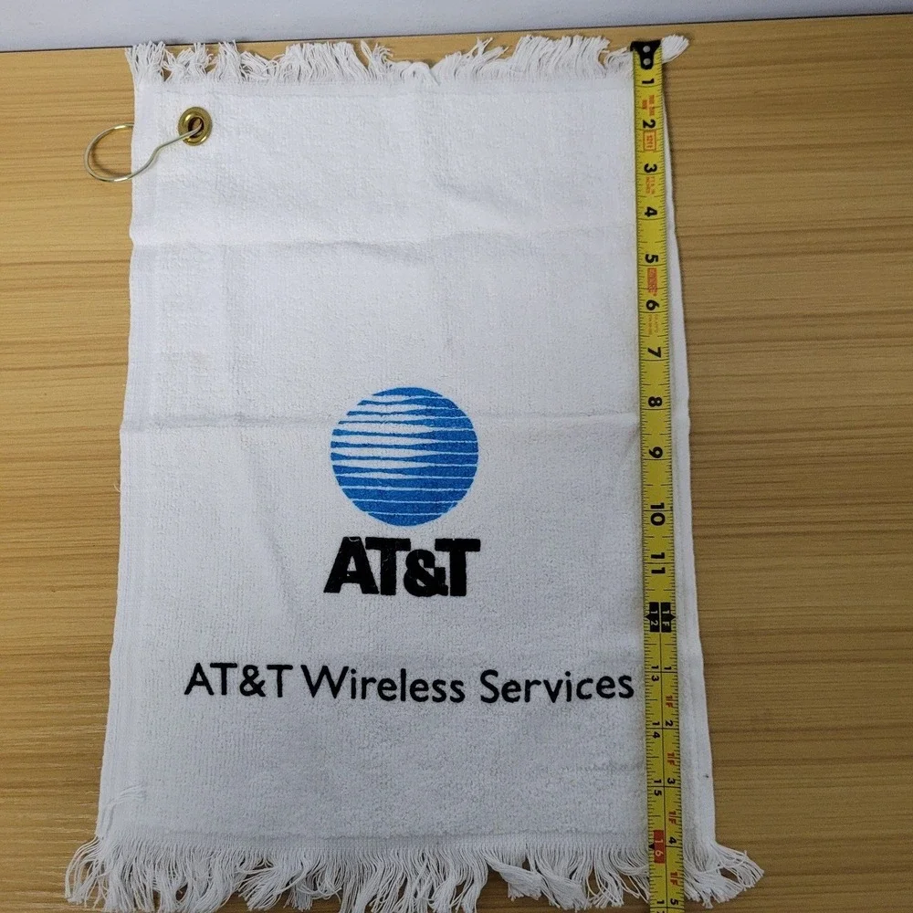 Vintage AT&T White Blue Advertising Golf Cloth Towel Advertising‎ Logo Terry